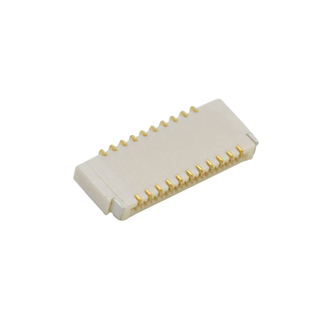 Pitch 0.30mm H0.9mm双排卧贴后掀盖双面接 FPC 21pin 本色 镀全金G/F